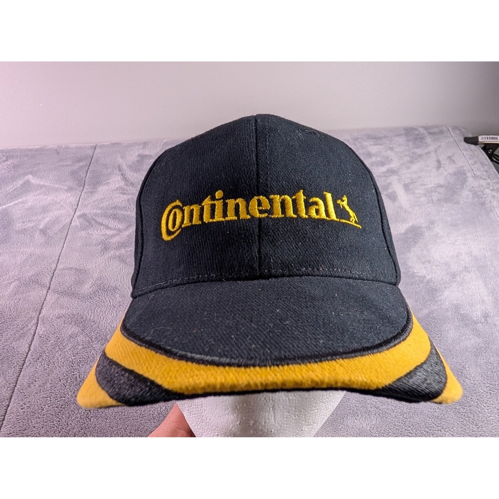 Continental Tires Baseball Cap Hat Black Yellow Embroidered Logo Style 4072